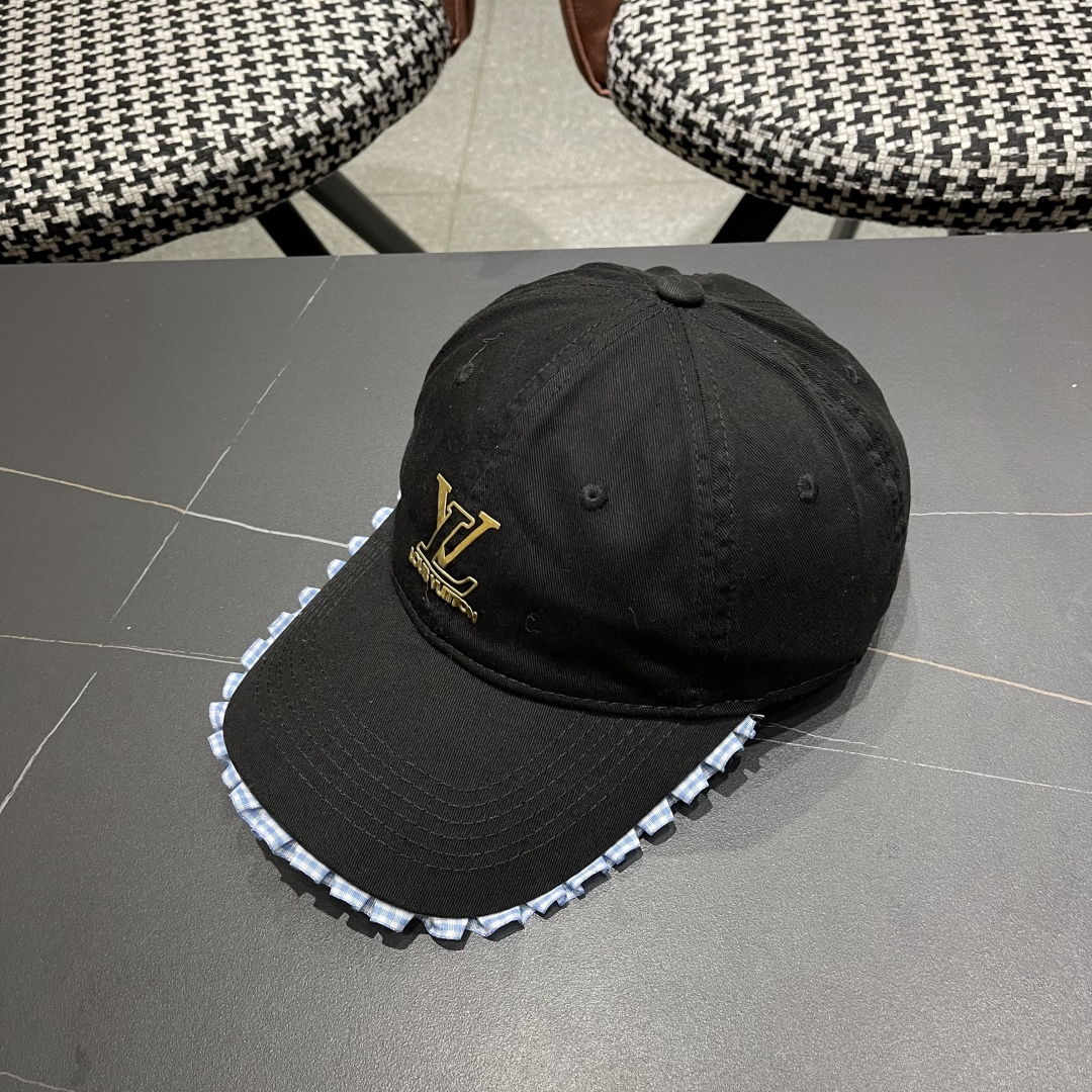  Lv路易威登韩版蕾丝花边棒球帽女春夏季大头围宽檐鸭
舌帽显脸小遮阳帽