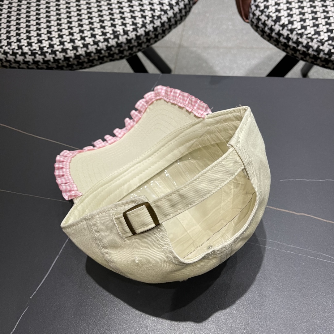  Lv路易威登韩版蕾丝花边棒球帽女春夏季大头围宽檐鸭
舌帽显脸小遮阳帽