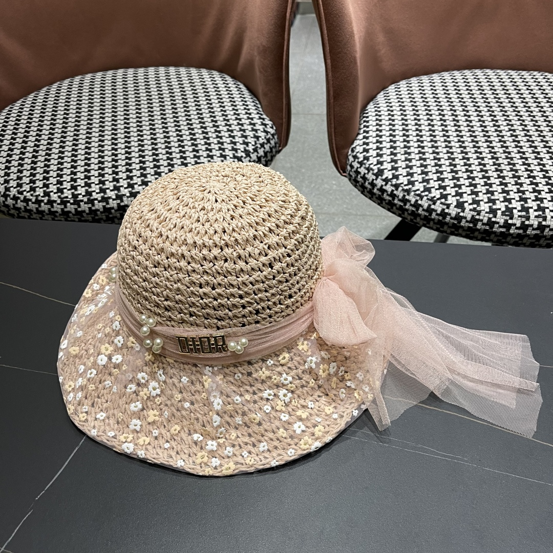 NO:229559,Dior Dior lace pearl bow tie French straw hat women summer seaside vacation wind sun protection hat fisherman hat hat straw hat fisherman hat baseball hat, hat, dior, dior, espadrilles, hats19860909迪奥Dior蕾丝珍珠蝴蝶结系带法式草帽女夏季海边度假 风遞阳防晒帽渔夫帽子帽子草帽渔夫帽棒球帽,帽子,dior,dior,espadrilles,hats,hat