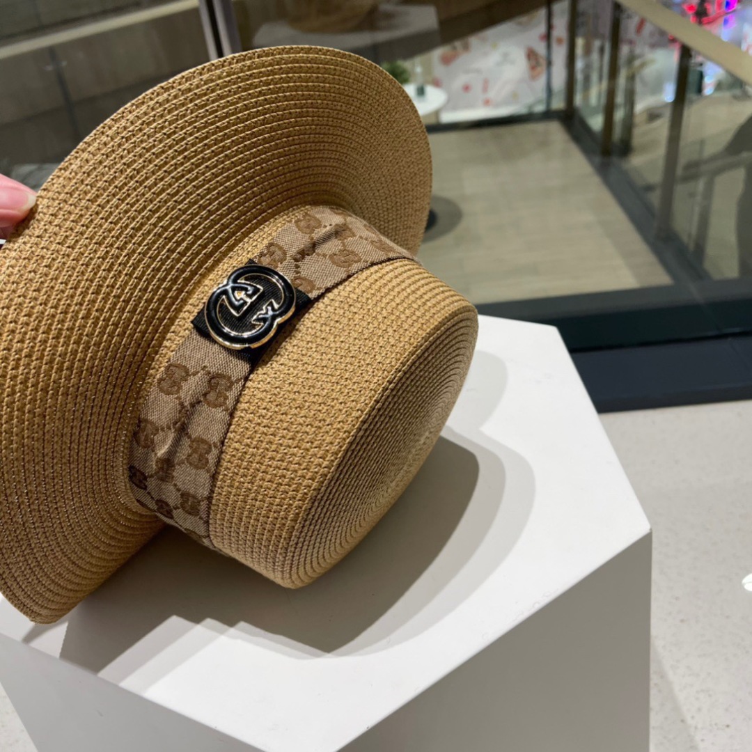  Gucci古奇草帽，遮阳帽，l头围57cm