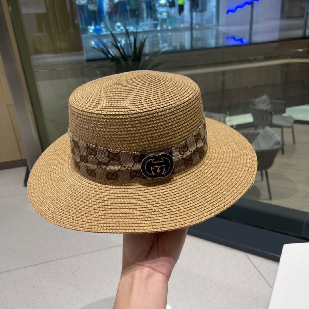  Gucci古奇草帽，遮阳帽，l头围57cm