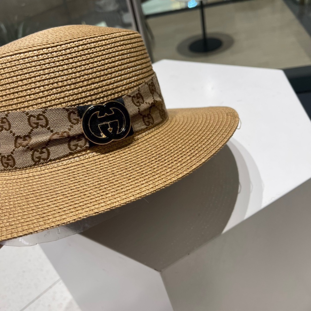  Gucci古奇草帽，遮阳帽，l头围57cm