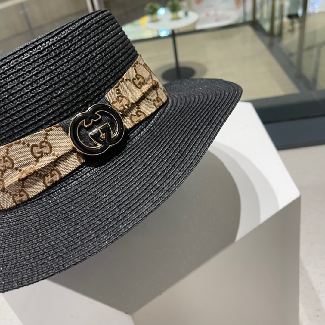  Gucci古奇草帽，遮阳帽，l头围57cm