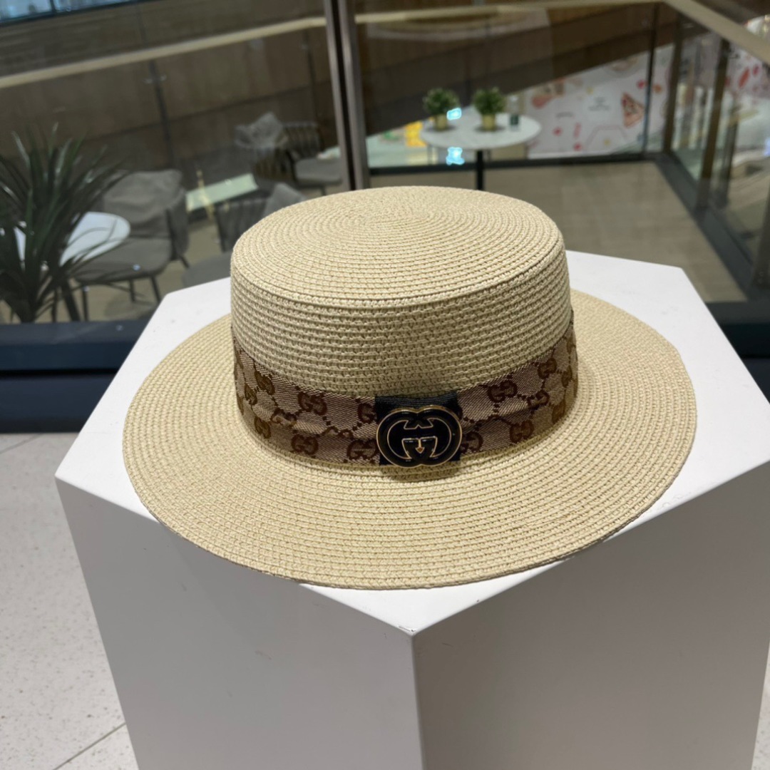  Gucci古奇草帽，遮阳帽，l头围57cm