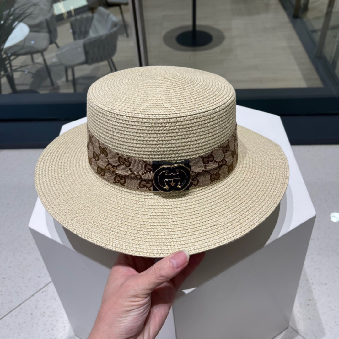  Gucci古奇草帽，遮阳帽，l头围57cm
