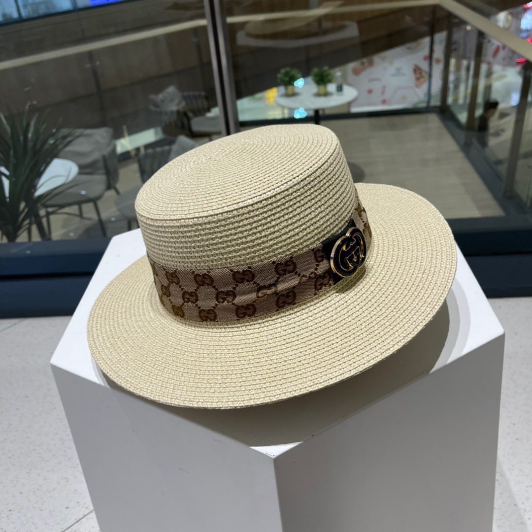  Gucci古奇草帽，遮阳帽，l头围57cm