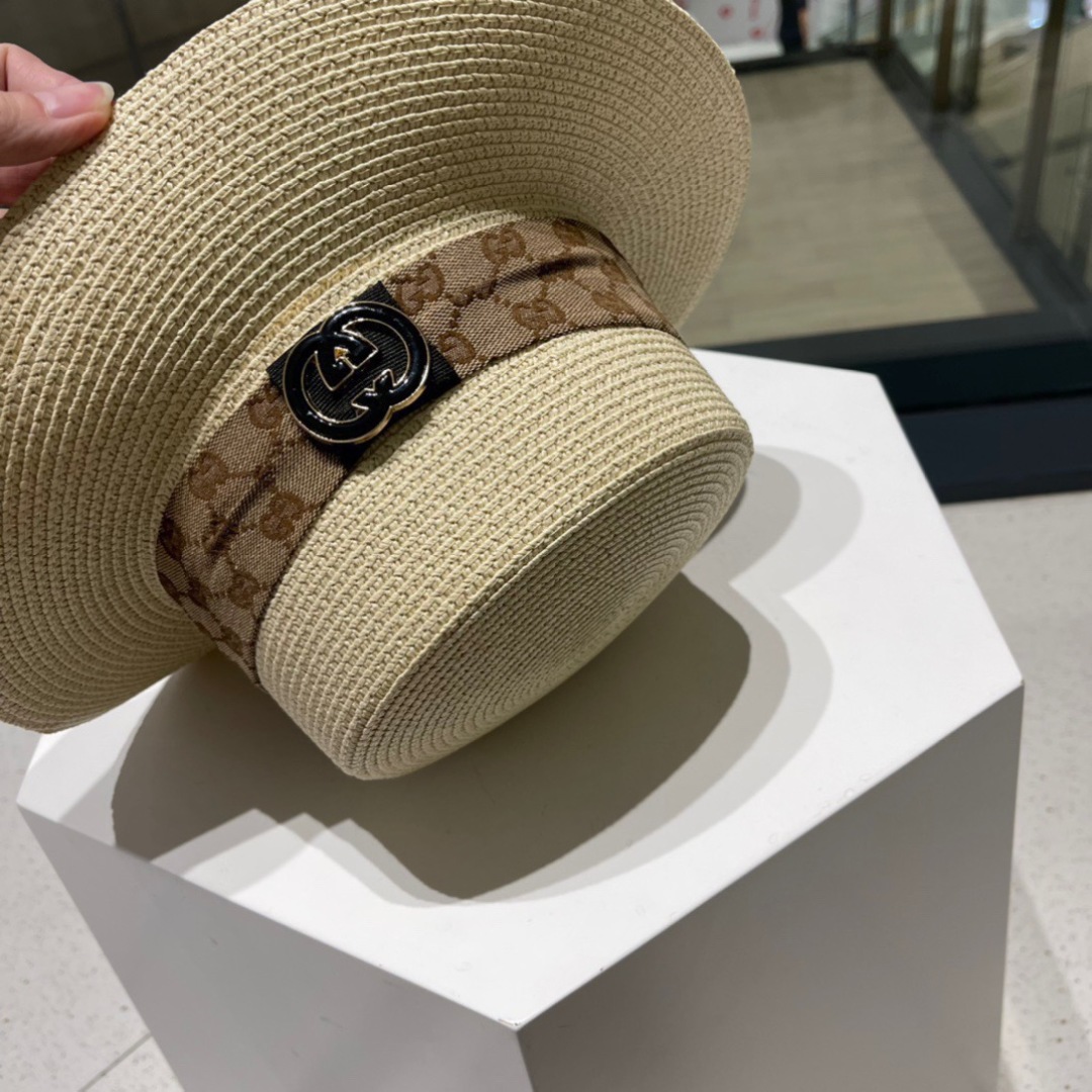  Gucci古奇草帽，遮阳帽，l头围57cm