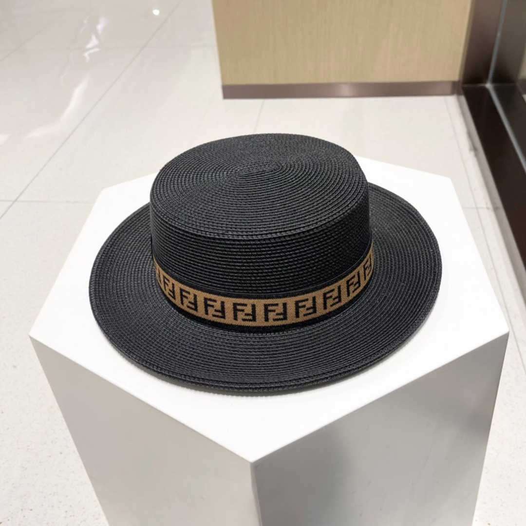 FDEDI 芬迪新款草帽，拉菲草制作，拼老花FF面料，名媛必备，头围57cm