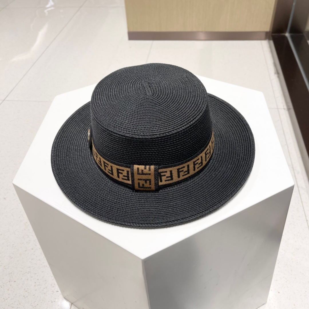 FDEDI 芬迪新款草帽，拉菲草制作，拼老花FF面料，名媛必备，头围57cm