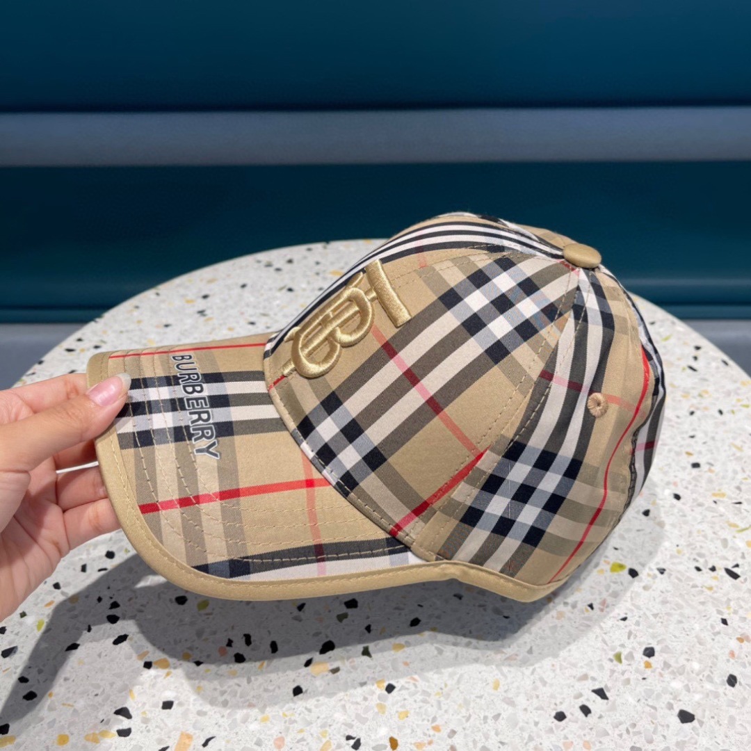  巴宝莉Burberry 官网原单刺绣棒球帽  格纹复古时尚四季搭配单品