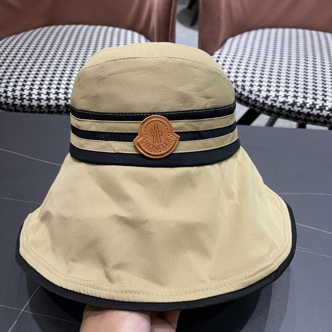  蒙口Moncler日本黑胶防晒帽子女夏季防紫外线大
帽檐可折叠遮阳渔夫帽 