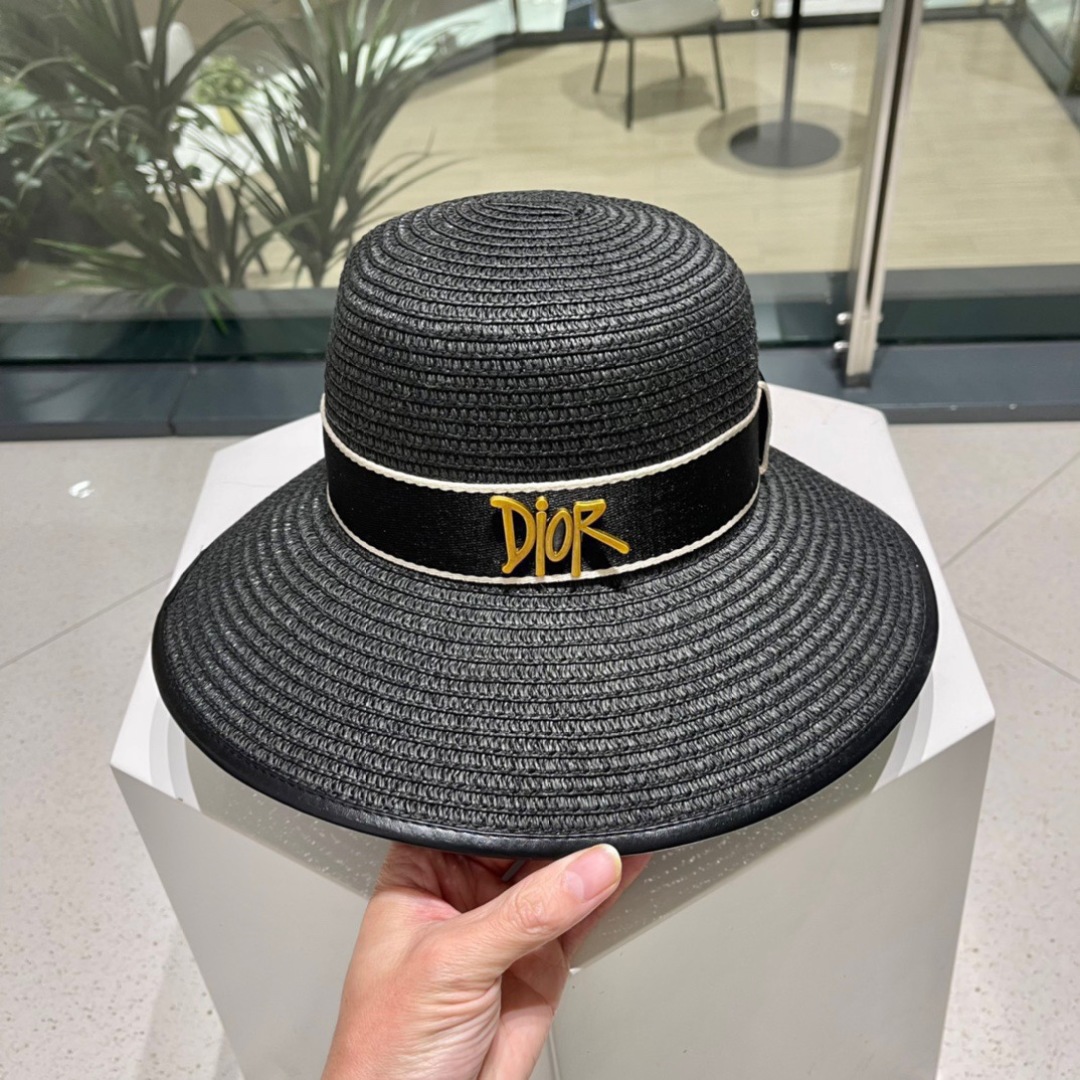  Dior迪奥包边草帽，可折叠遮阳帽，名媛气质范，多色 头围57cm