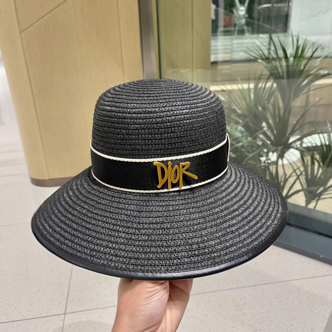  Dior迪奥包边草帽，可折叠遮阳帽，名媛气质范，多色 头围57cm