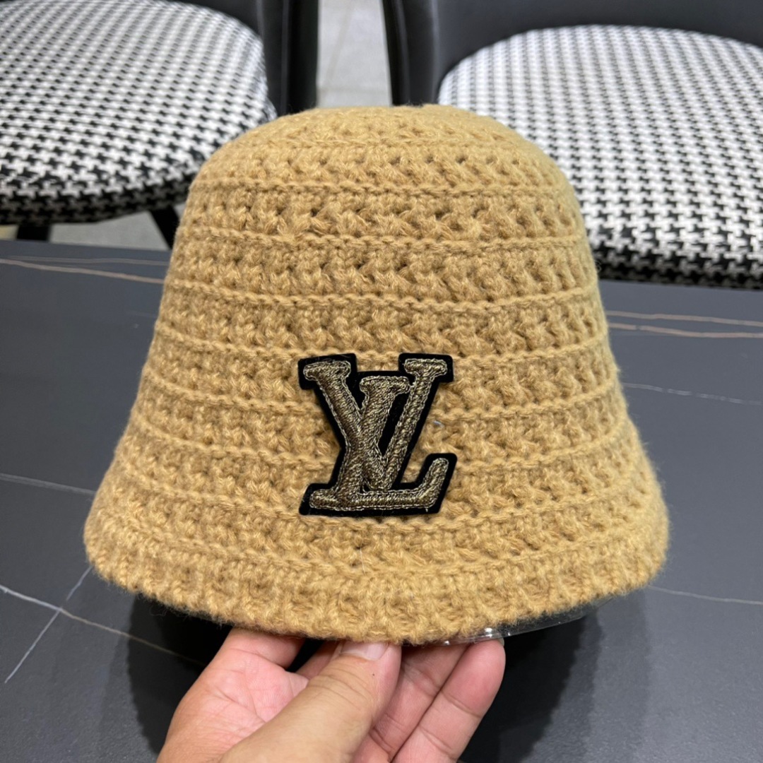  LV 路易威登 2024秋冬新款针织毛线帽，手抓渔夫帽，简约百搭款，黑 卡米三色