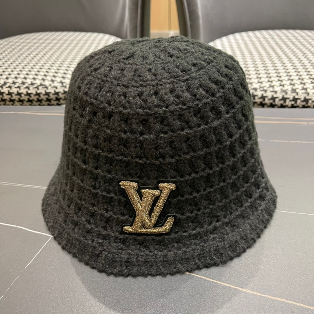  LV 路易威登 2024秋冬新款针织毛线帽，手抓渔夫帽，简约百搭款，黑 卡米三色