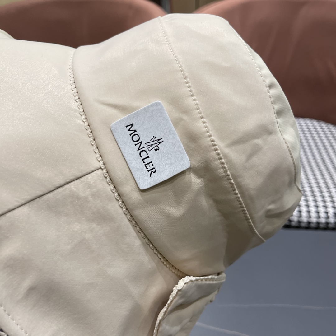  👒蒙‌口Moncler👒2025法式针织帽女春季新款蝴蝶结 时尚遮阳盆帽条纹防晒帽子水桶编织渔夫帽