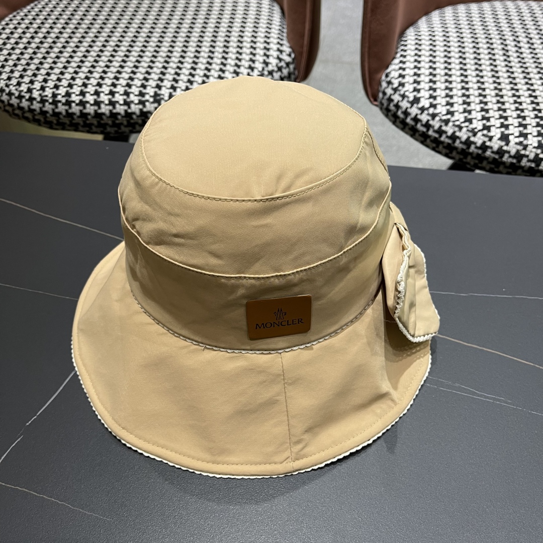  👒蒙‌口Moncler👒2025法式针织帽女春季新款蝴蝶结 时尚遮阳盆帽条纹防晒帽子水桶编织渔夫帽