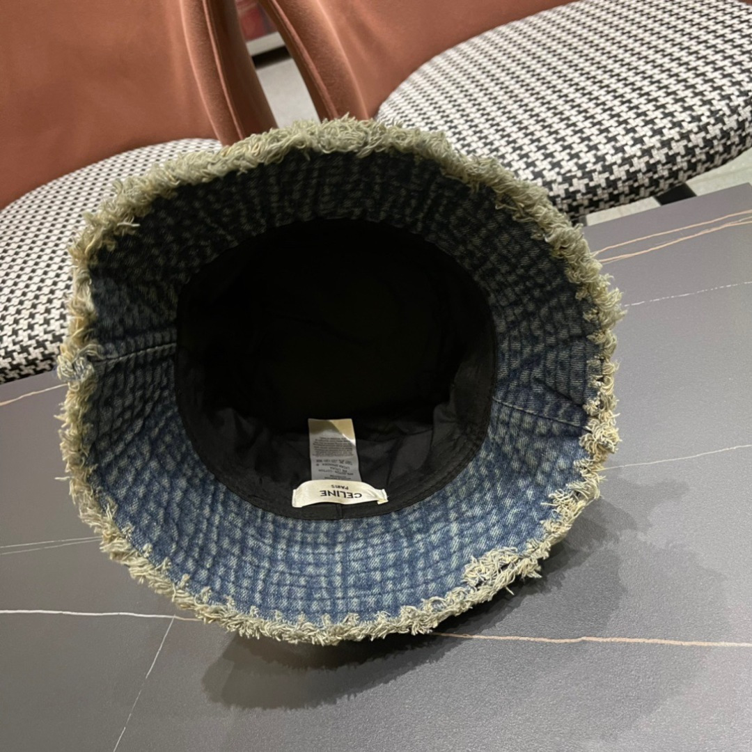  赛琳celine新款牛仔渔夫帽防紫外线遮脸防晒太阳帽