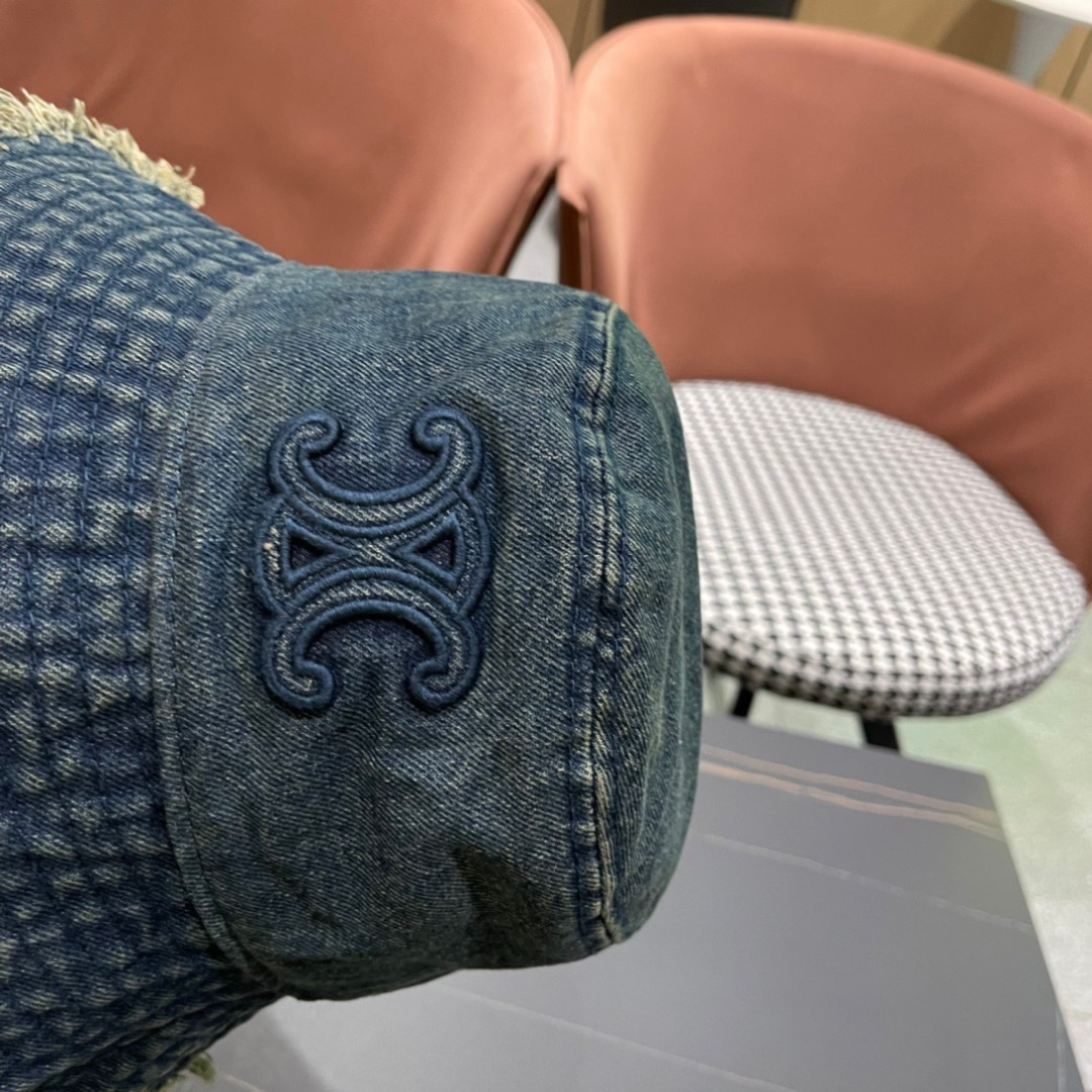  赛琳celine新款牛仔渔夫帽防紫外线遮脸防晒太阳帽