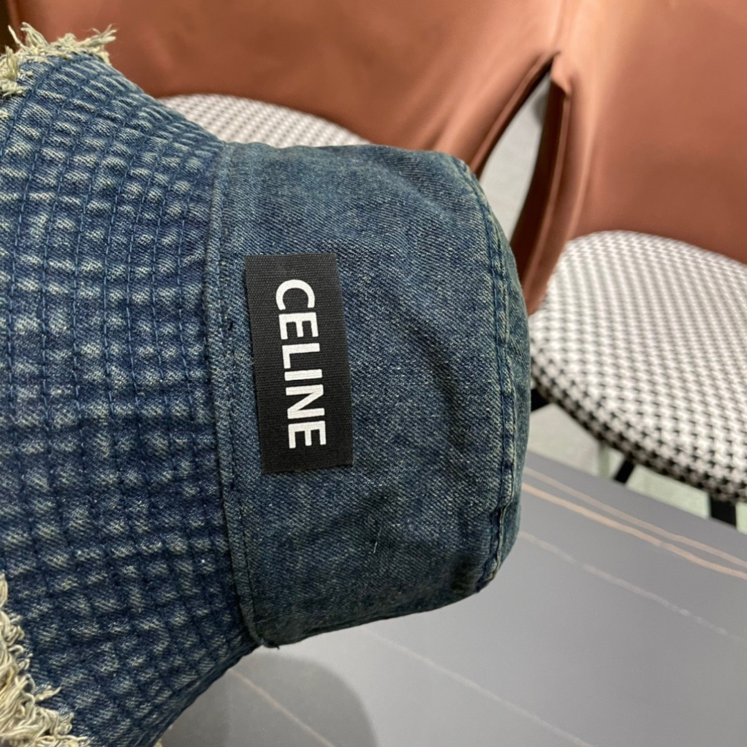  赛琳celine新款牛仔渔夫帽防紫外线遮脸防晒太阳帽