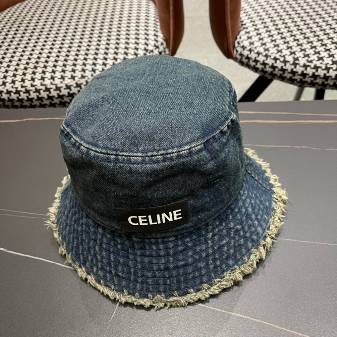  赛琳celine新款牛仔渔夫帽防紫外线遮脸防晒太阳帽