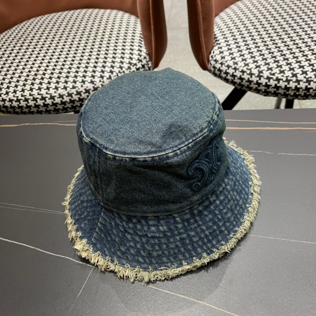  赛琳celine新款牛仔渔夫帽防紫外线遮脸防晒太阳帽