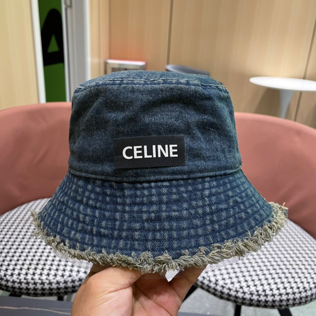  赛琳celine新款牛仔渔夫帽防紫外线遮脸防晒太阳帽