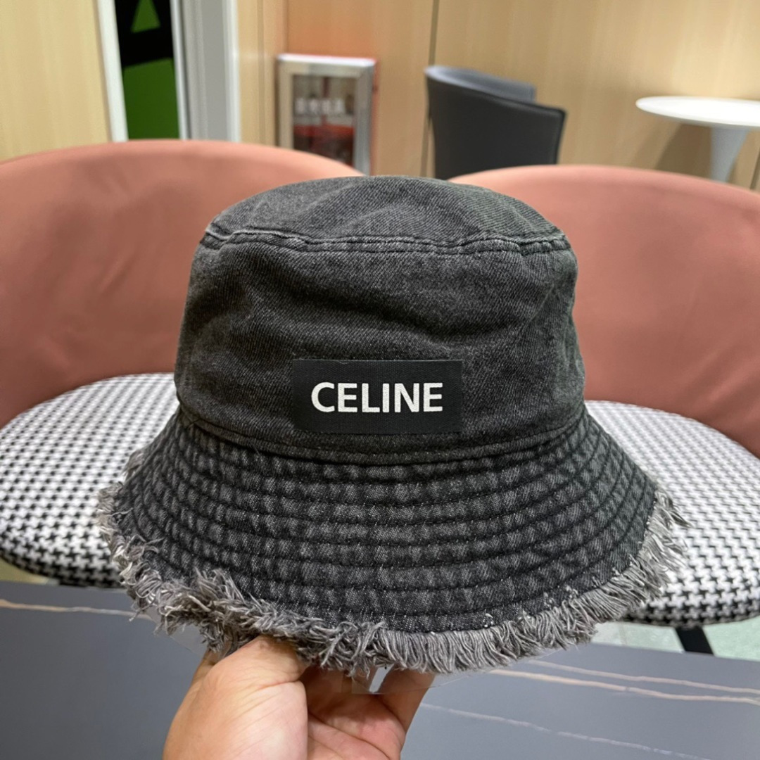  赛琳celine新款牛仔渔夫帽防紫外线遮脸防晒太阳帽