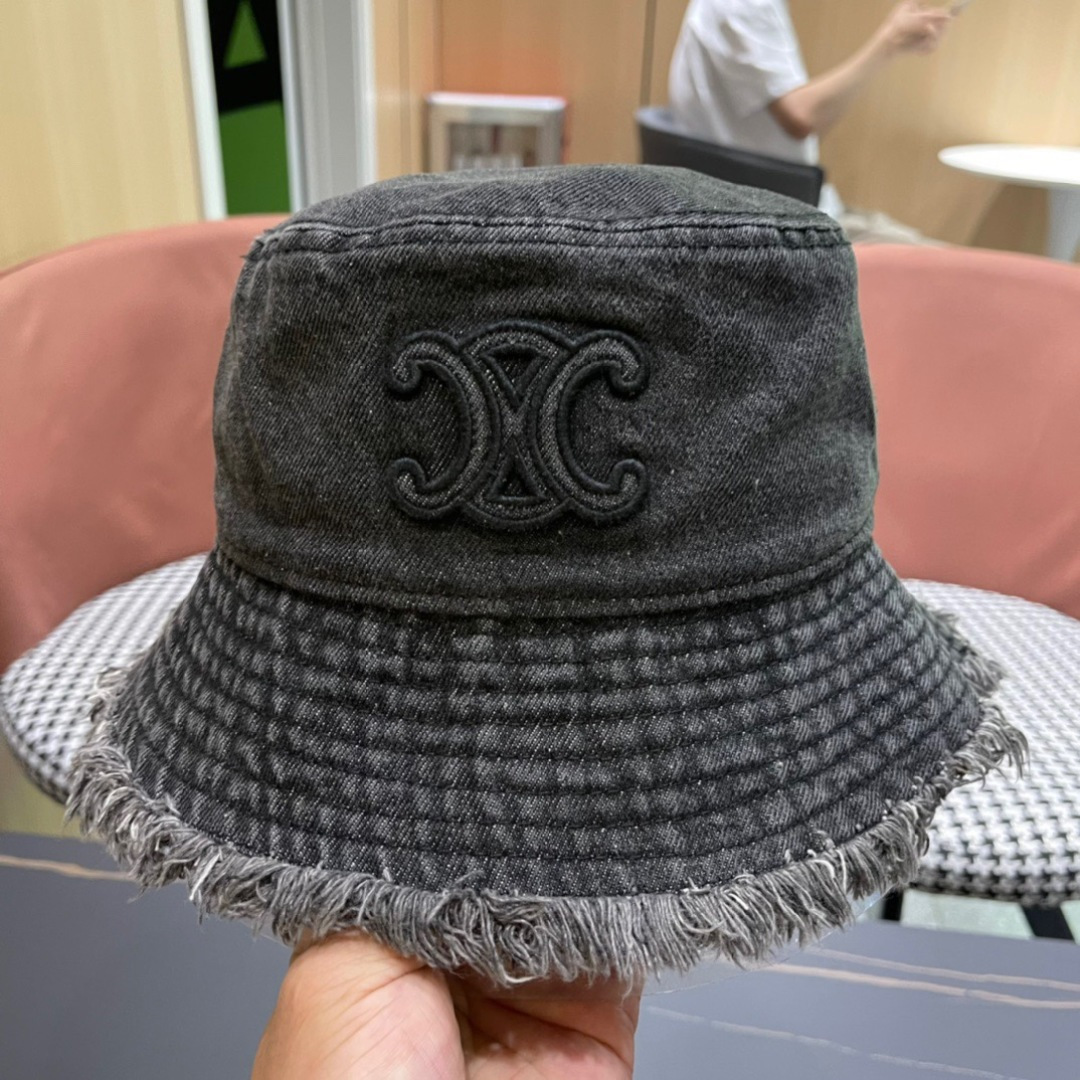  赛琳celine新款牛仔渔夫帽防紫外线遮脸防晒太阳帽