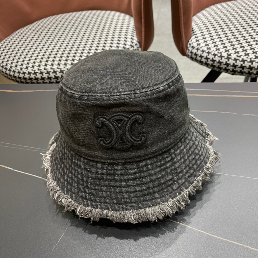  赛琳celine新款牛仔渔夫帽防紫外线遮脸防晒太阳帽