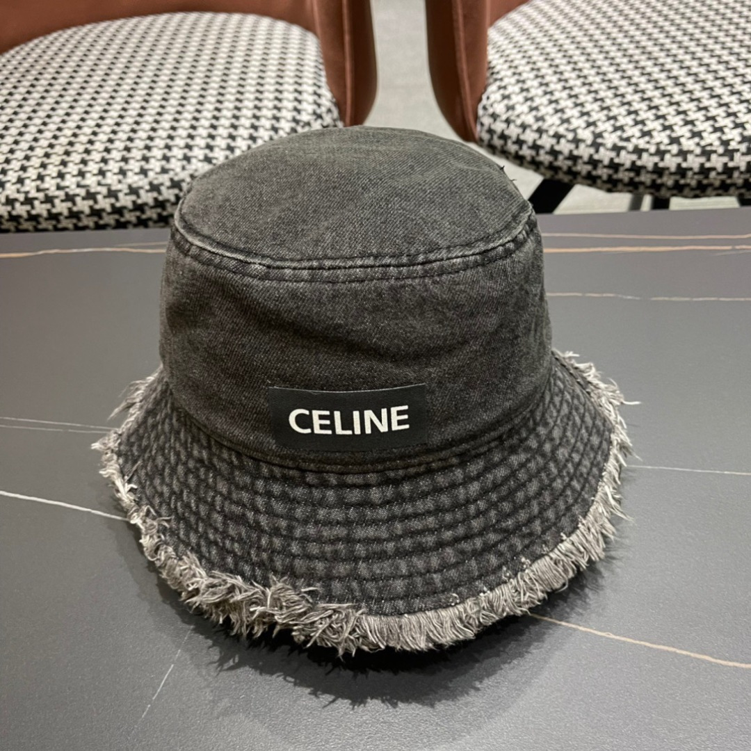  赛琳celine新款牛仔渔夫帽防紫外线遮脸防晒太阳帽