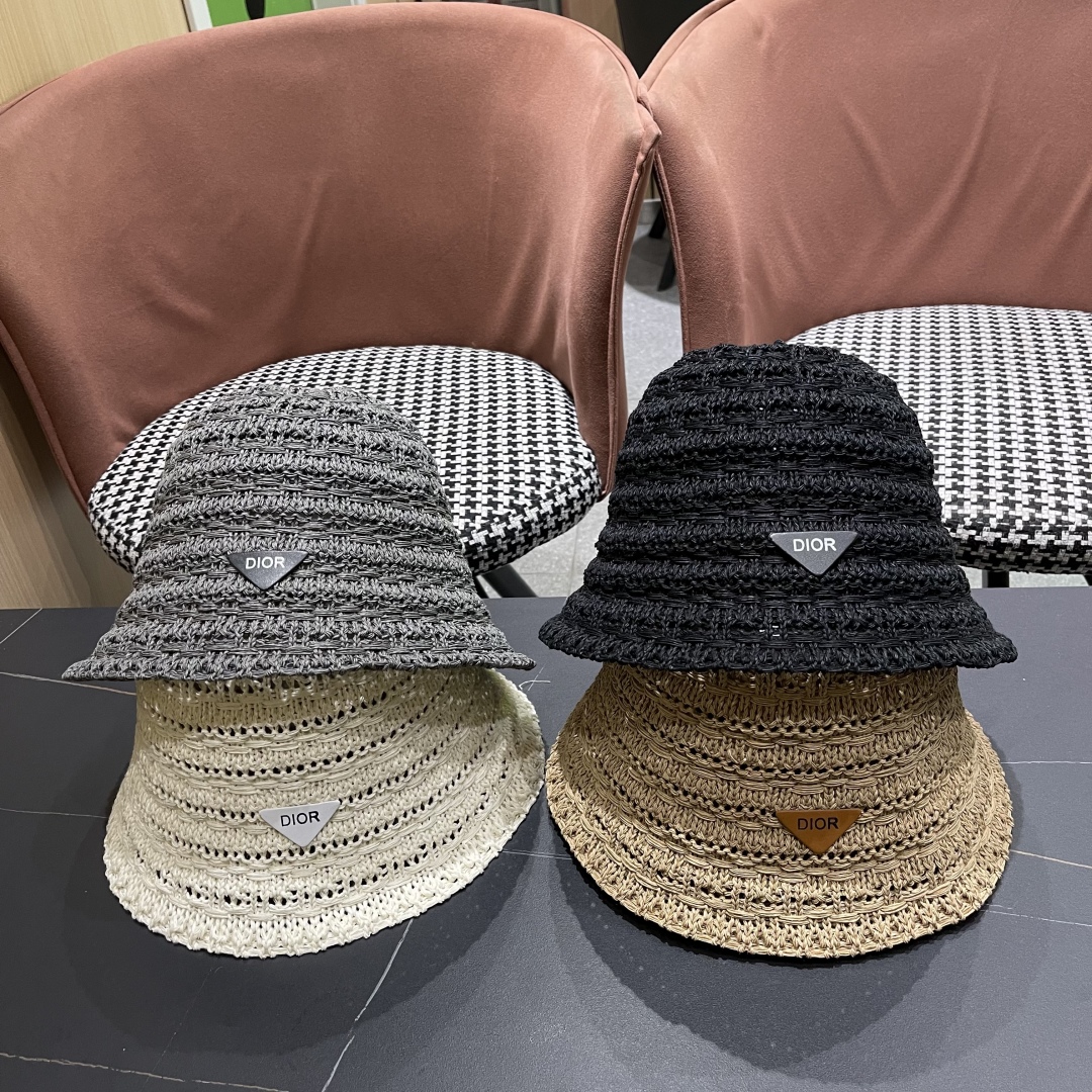  🧢Dior迪奥韩版开叉蝴蝶结镂空透气渔夫帽女夏季防
晒遮户外出游阳显脸小盆帽