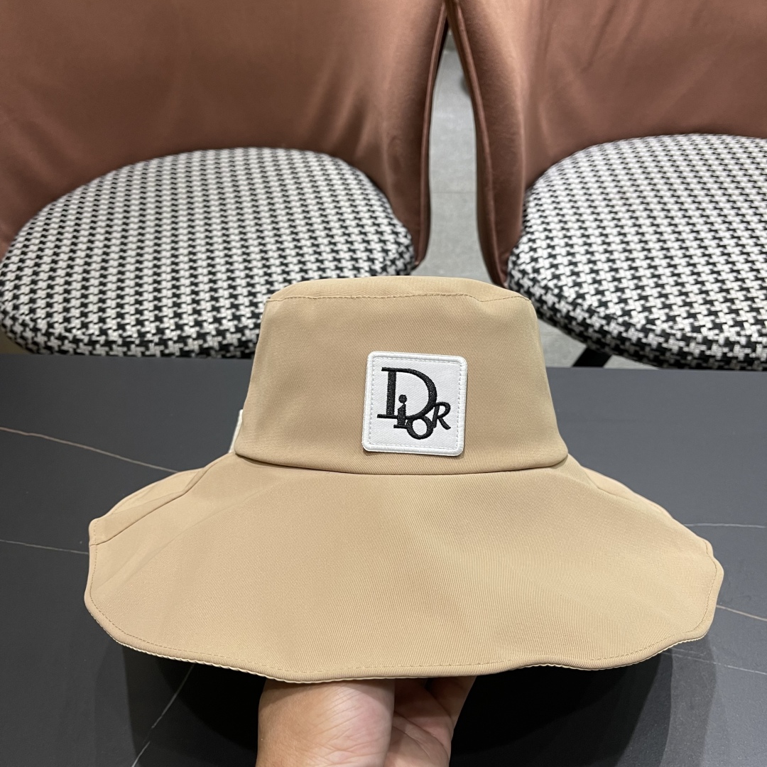  Dior迪奥 渔夫帽女早春夏季防晒帽超大檐百搭遮脸帽防紫外
线太阳帽遮阳帽