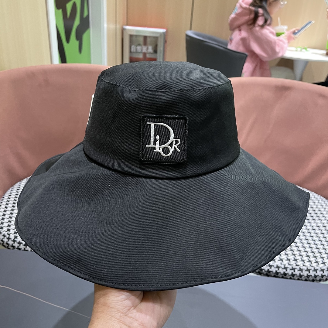  Dior迪奥 渔夫帽女早春夏季防晒帽超大檐百搭遮脸帽防紫外
线太阳帽遮阳帽