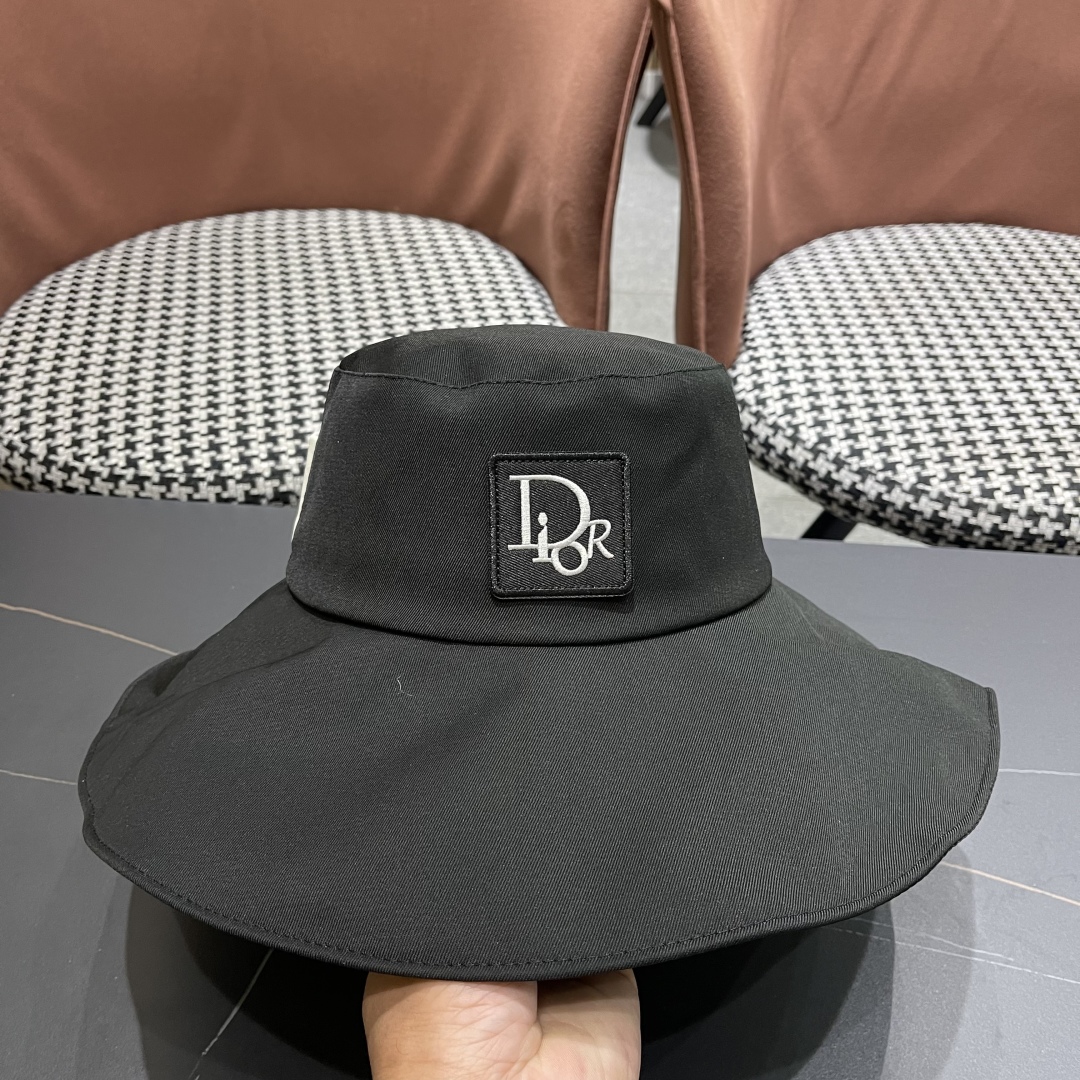  Dior迪奥 渔夫帽女早春夏季防晒帽超大檐百搭遮脸帽防紫外
线太阳帽遮阳帽