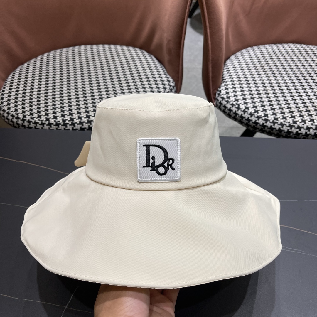  Dior迪奥 渔夫帽女早春夏季防晒帽超大檐百搭遮脸帽防紫外
线太阳帽遮阳帽