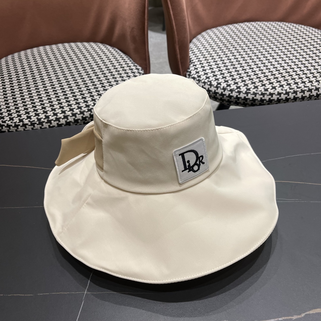  Dior迪奥 渔夫帽女早春夏季防晒帽超大檐百搭遮脸帽防紫外
线太阳帽遮阳帽