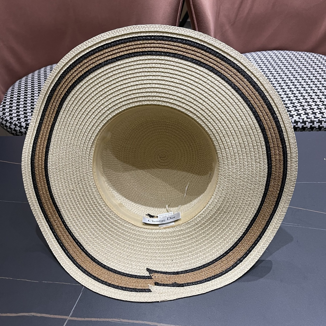  【DIOR迪奥】2025新款大檐草帽🤩沙滩风，简约大方，百搭单品～出街首选，新款帽型超美腻，新品上架
