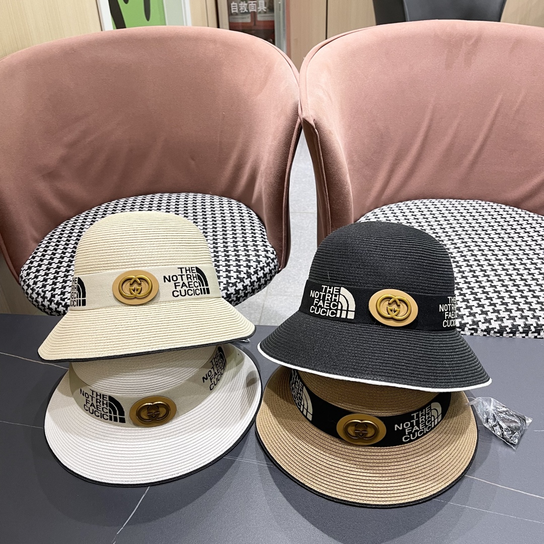 【GUCCI古奇】2025新款草编遮阳草帽盆帽🤩沙滩风，简约大方，百搭单品～新款帽型超美腻，新品上架