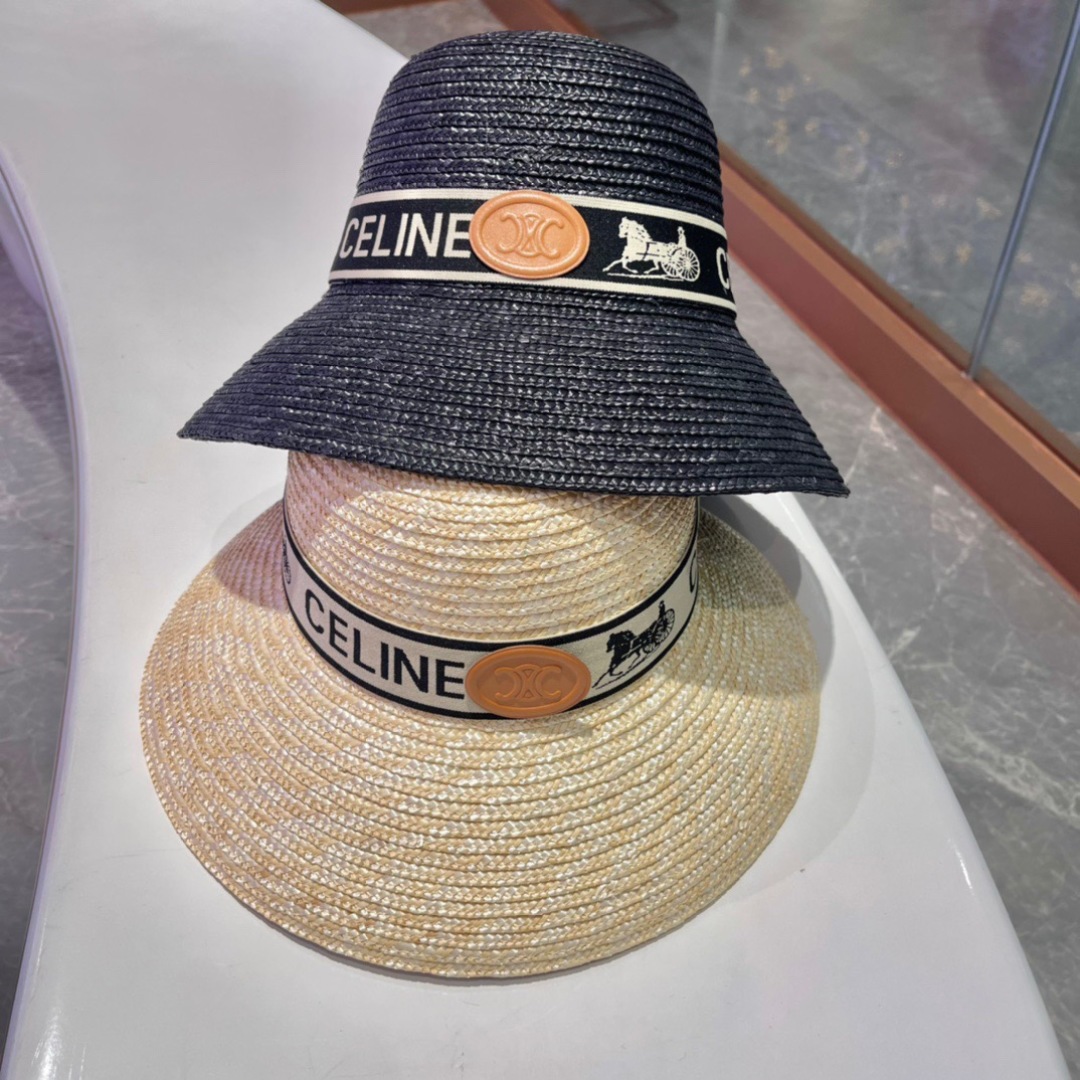  赛琳 CELINE 官方款麦秆草帽，高密度制作，一顶超级有品位的草帽了~出街首选！帽型超美腻颜色妥妥，