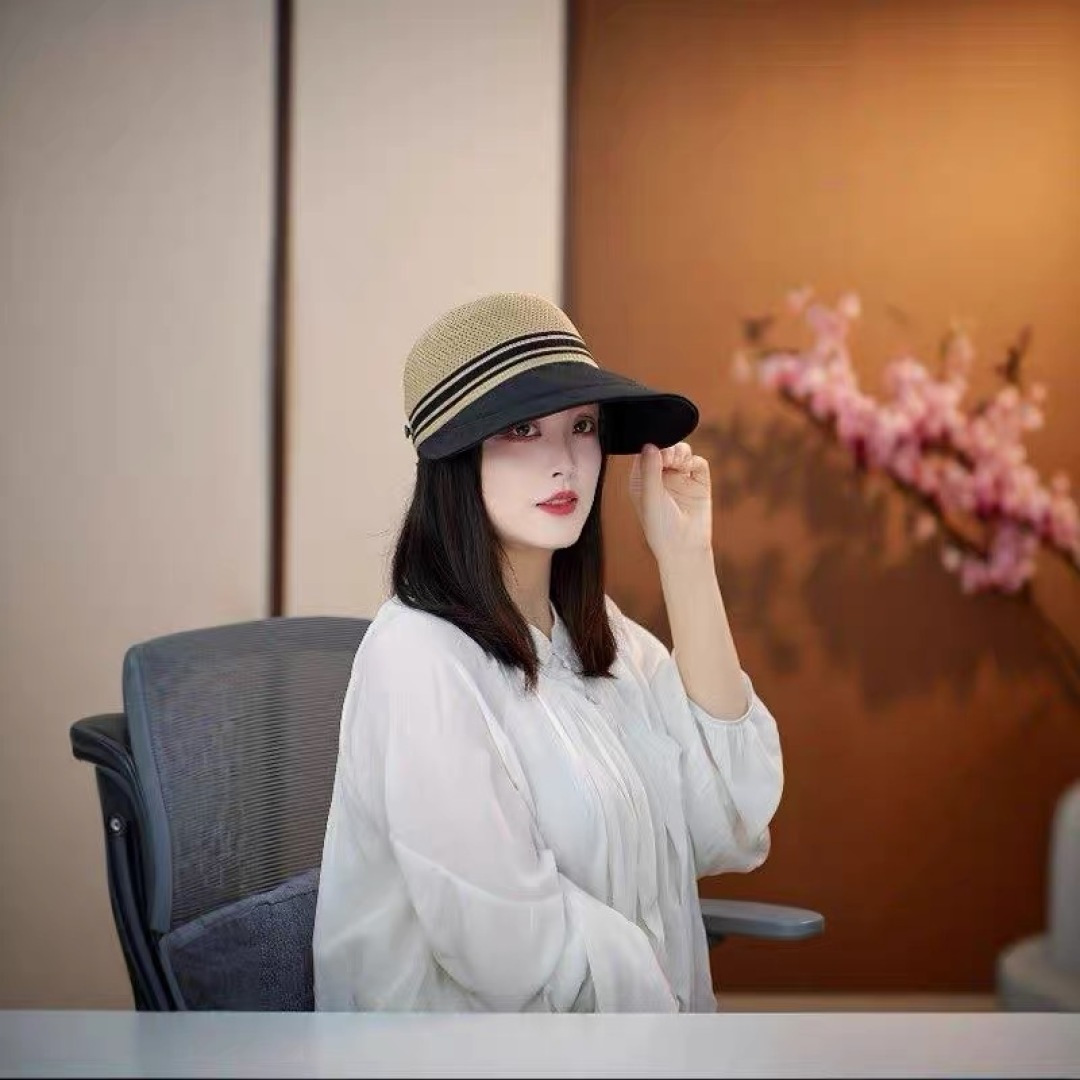  Prada普拉达宽檐鸭舌帽子女夏季大帽檐编织韩版渔夫帽百
搭款透气网眼防晒帽子