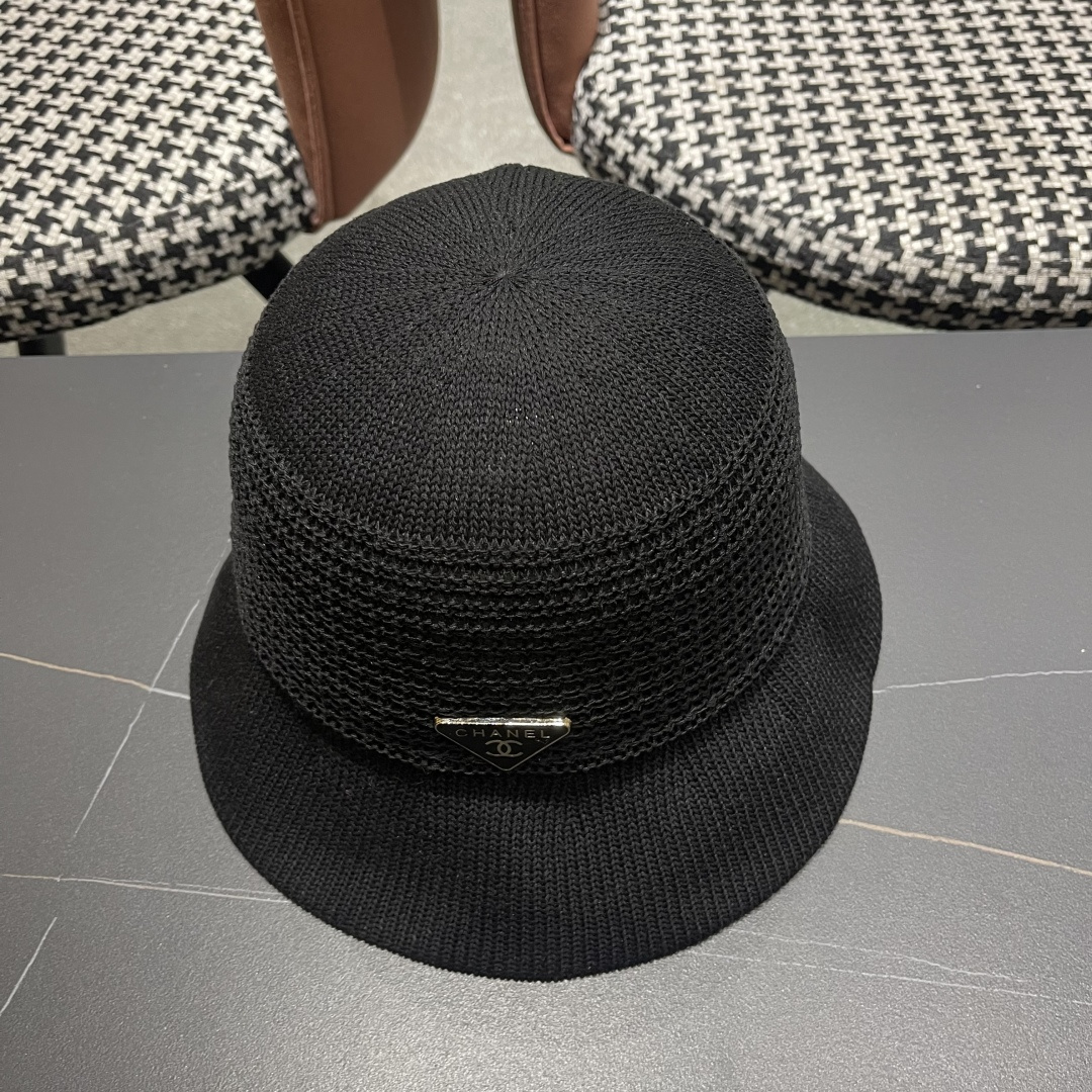  香奈儿Chanel 2025新款镂空透气渔夫帽子女夏天百搭可折叠显脸小盆帽遮阳防晒太阳帽 