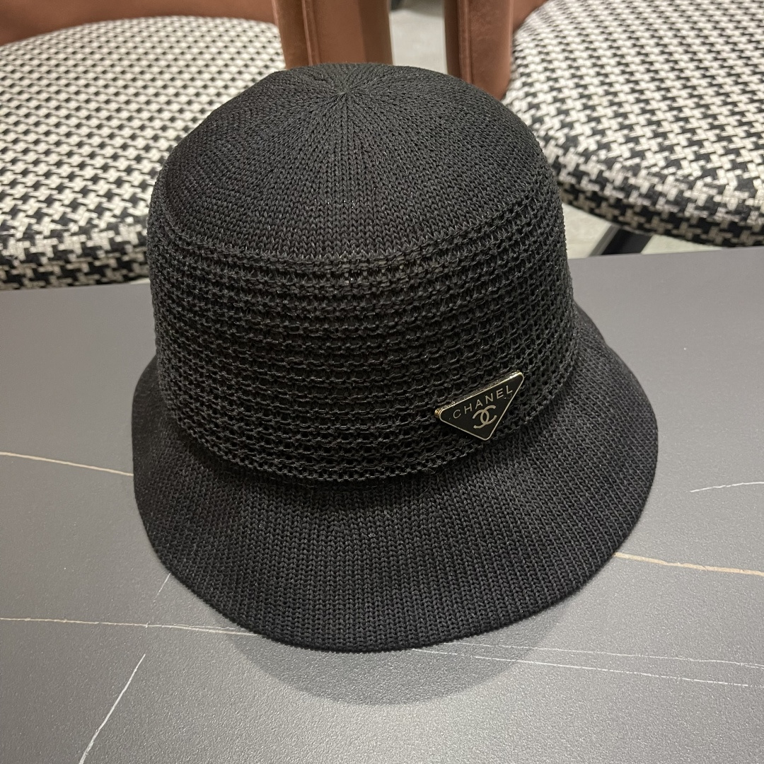  香奈儿Chanel 2025新款镂空透气渔夫帽子女夏天百搭可折叠显脸小盆帽遮阳防晒太阳帽 