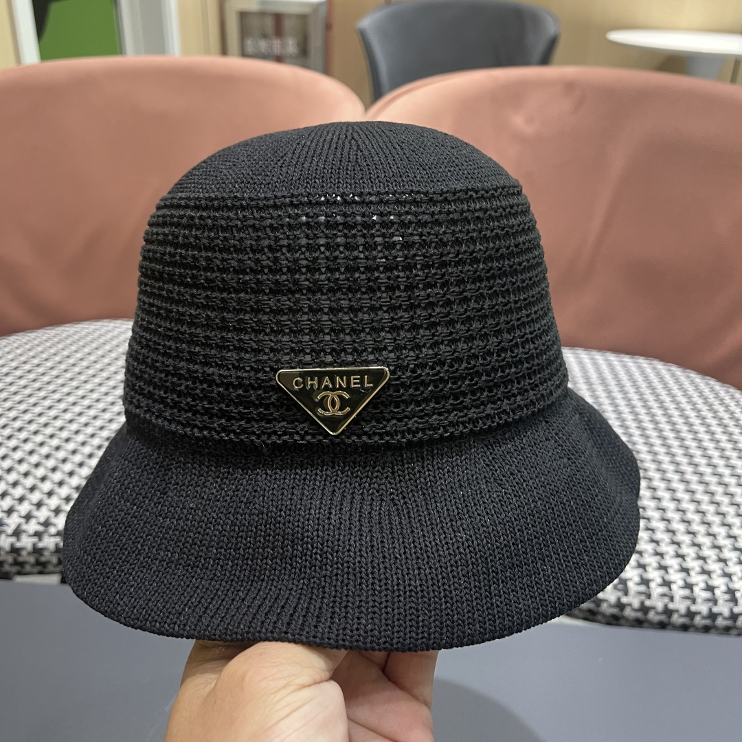  香奈儿Chanel 2025新款镂空透气渔夫帽子女夏天百搭可折叠显脸小盆帽遮阳防晒太阳帽 