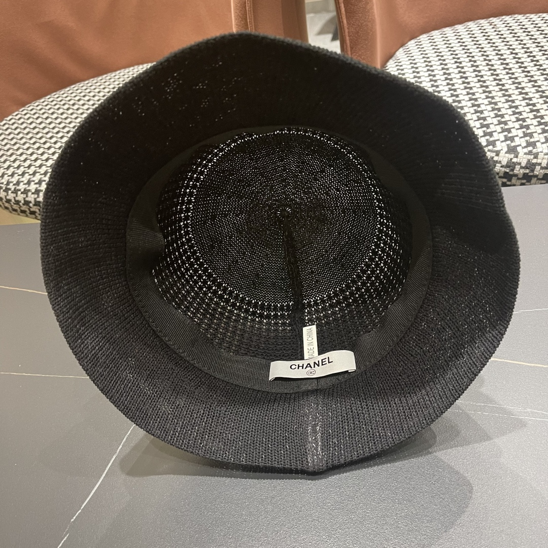  香奈儿Chanel 2025新款镂空透气渔夫帽子女夏天百搭可折叠显脸小盆帽遮阳防晒太阳帽 