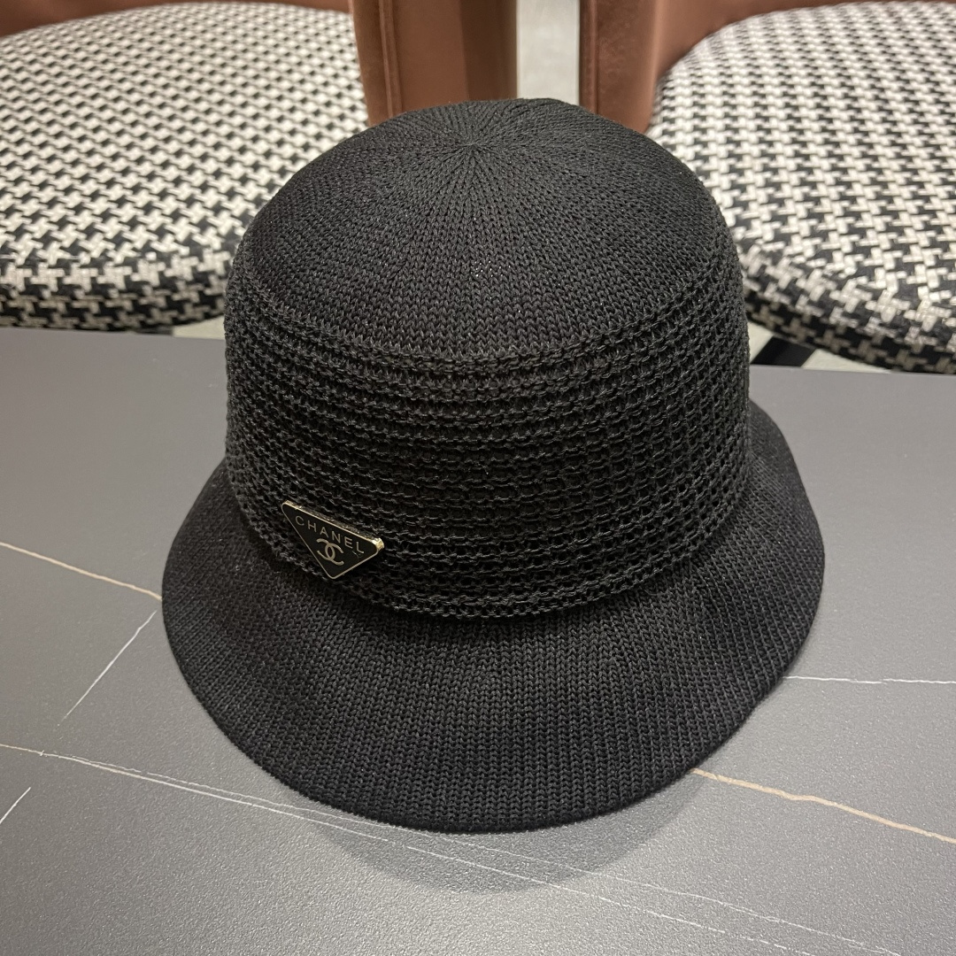  香奈儿Chanel 2025新款镂空透气渔夫帽子女夏天百搭可折叠显脸小盆帽遮阳防晒太阳帽 