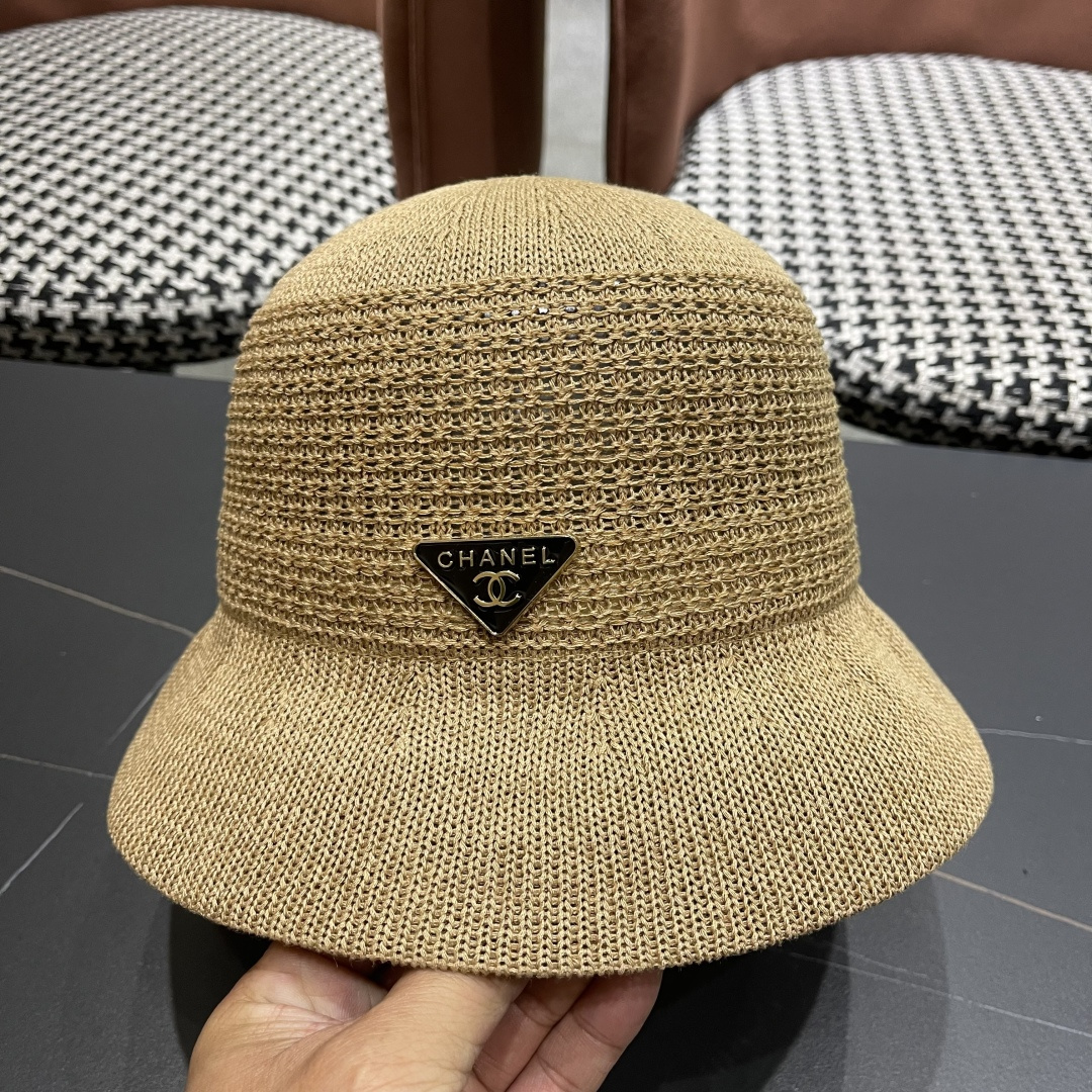  香奈儿Chanel 2025新款镂空透气渔夫帽子女夏天百搭可折叠显脸小盆帽遮阳防晒太阳帽 