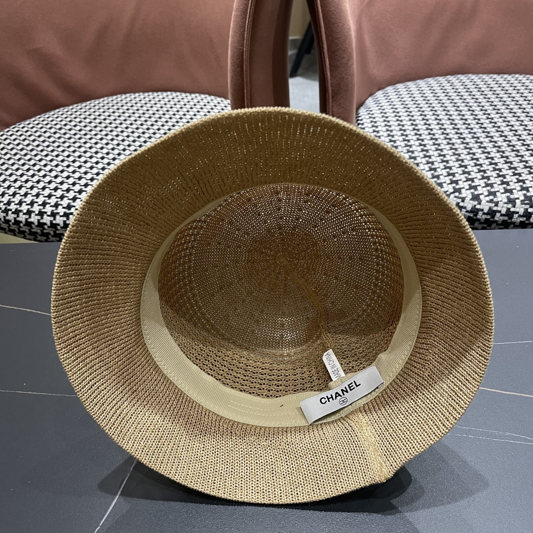  香奈儿Chanel 2025新款镂空透气渔夫帽子女夏天百搭可折叠显脸小盆帽遮阳防晒太阳帽 