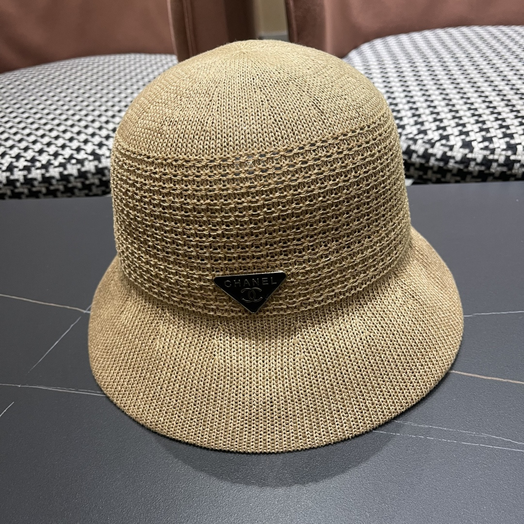  香奈儿Chanel 2025新款镂空透气渔夫帽子女夏天百搭可折叠显脸小盆帽遮阳防晒太阳帽 