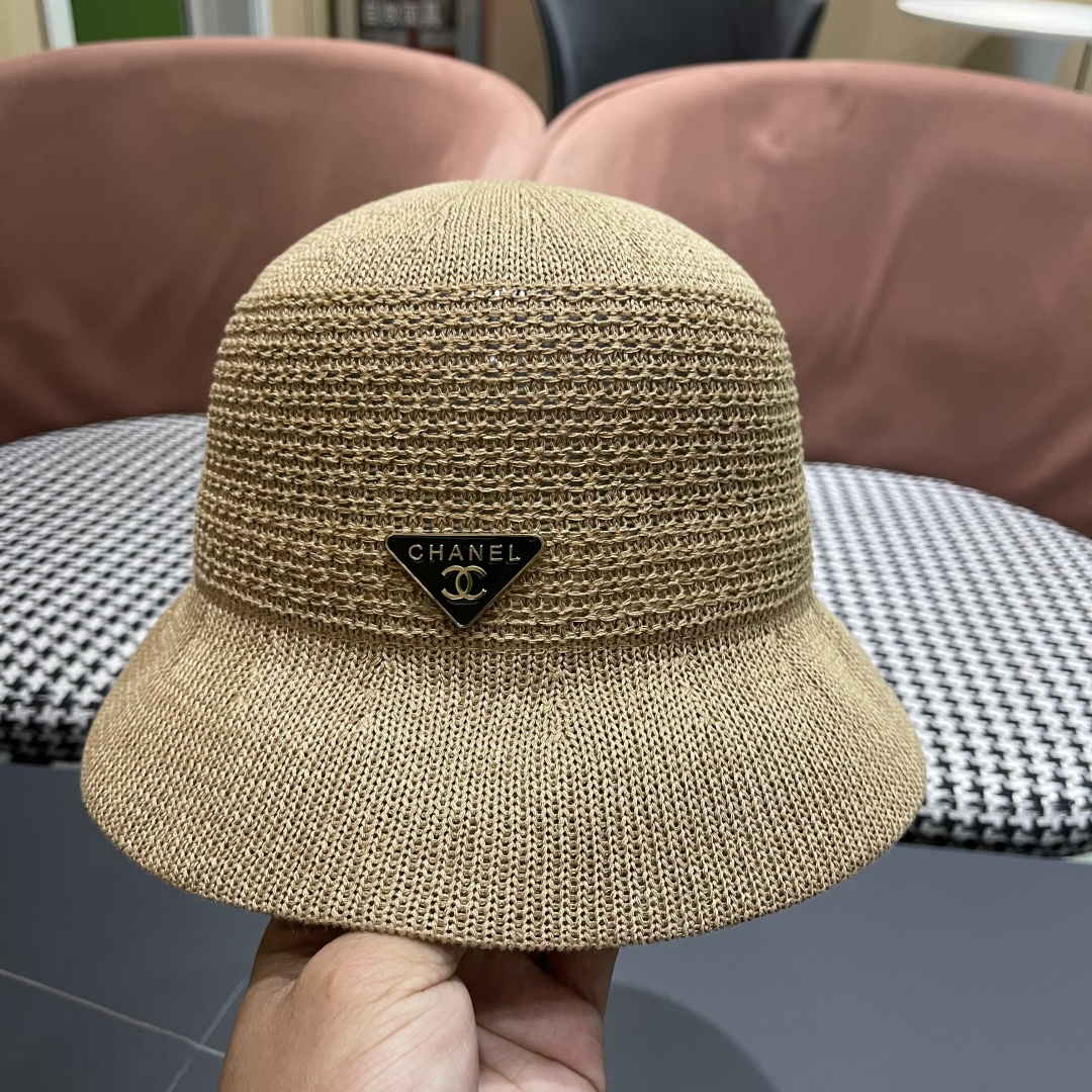  香奈儿Chanel 2025新款镂空透气渔夫帽子女夏天百搭可折叠显脸小盆帽遮阳防晒太阳帽 